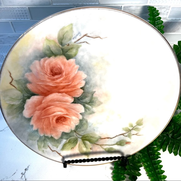 Vintage handpainted rose plate by Wilmina Woerner - Picture 2 of 8